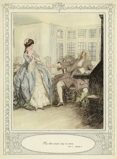 Ilustración para Ella se rebaja para conquistar de Goldsmith de Hugh Thomson